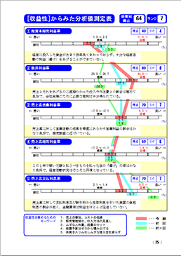 収益性からみた分析値測定表