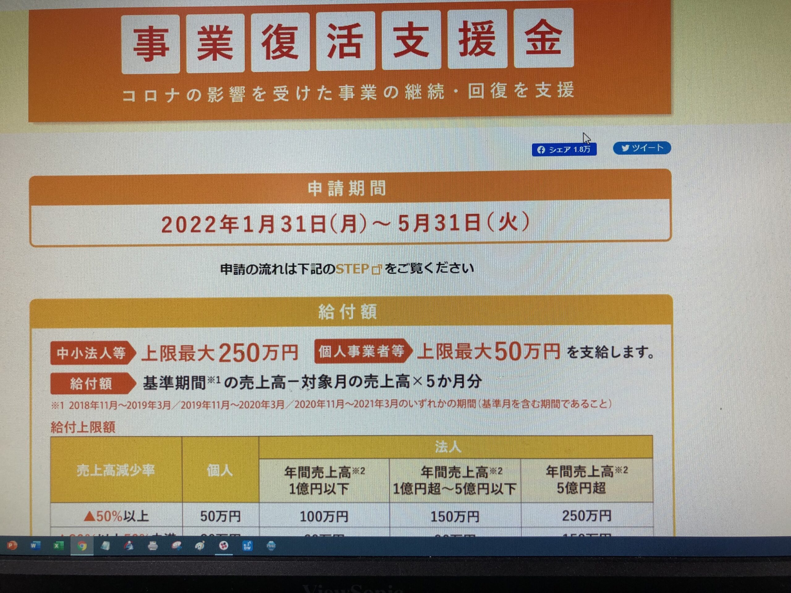 事業復活支援金